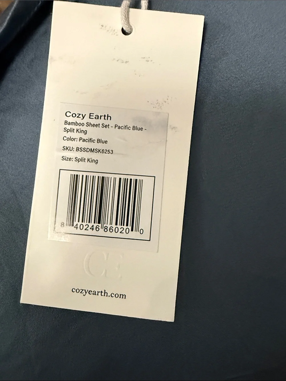 NWT Cozy Earth Split King Sheet Set Pacific Blue $348
